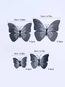 12 pièces Sticker mural 3D, décoration murale design papillon pour salon, chambre à coucher, stickers, décalcomanie murale, décalcomanie vinyle pour décorations de la maison, articles de décoration de printemps pour rafraîchir votre maison, stickers de décoration Rama