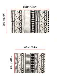 1 Họa Tiết Hình Học Thảm Tắm Đời Boho Họa Tiết Hình Học Polyester Hình Chữ Nhật Hình Thảm Vệ Sinh Cho Phòng Tắm - Đen và trắng - Xem 3
