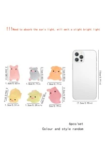 6pcs Pig Design Glow In The Dark Random Color Decoration Craft, Small Cute Ornament For Home Decor Best Gifts Birthday - Multicolor - View 2