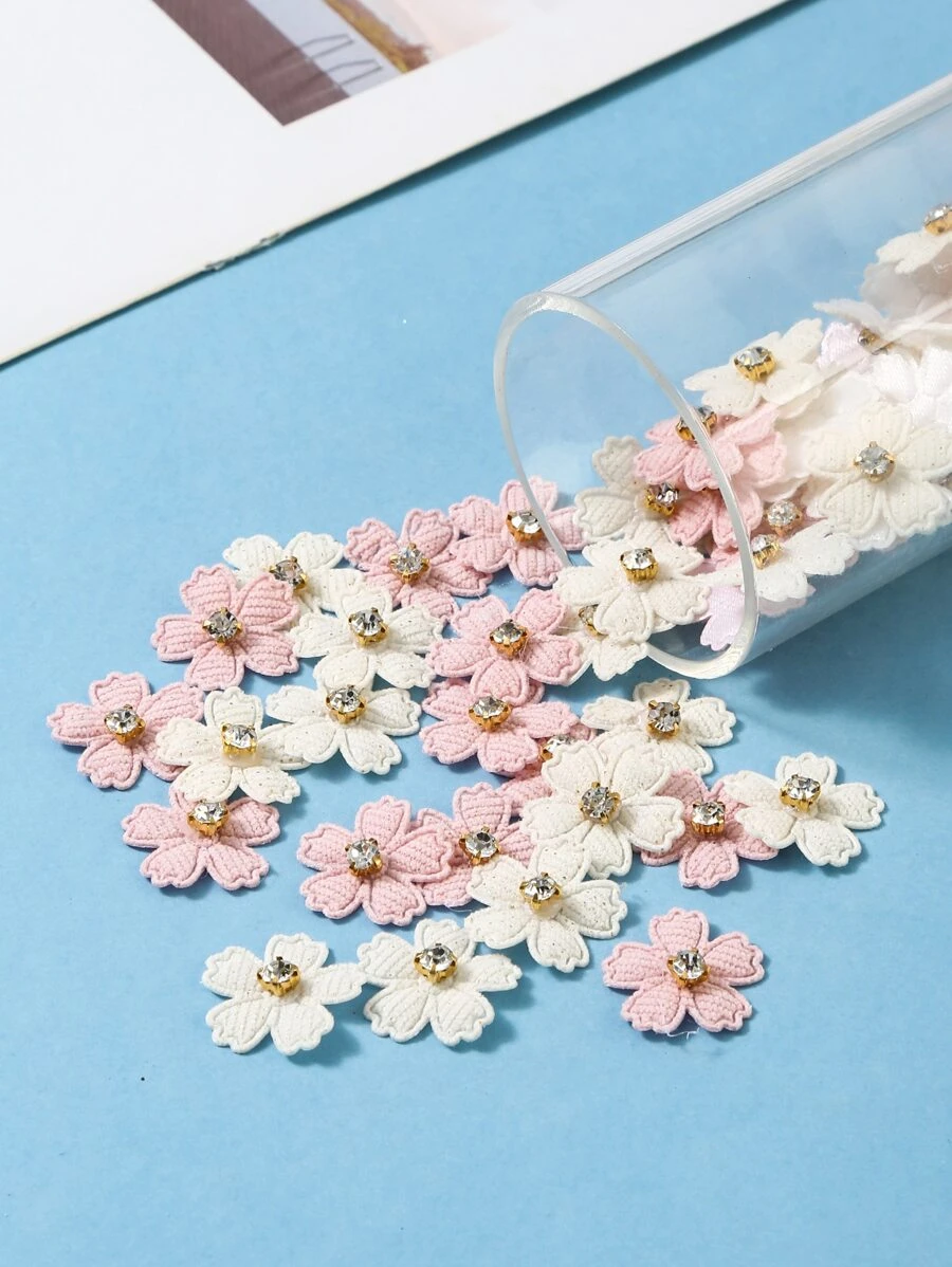 1box Polyester DIY Sewing Decoration, Modern Rhinestone Decor Flower ...