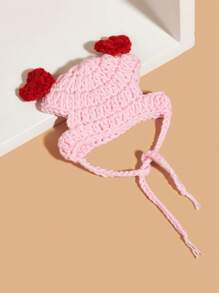 1pc Heart Decor Pet Hat For Cat And Dog For Photo Prop Accessory - Pink - View 2