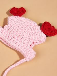 1pc Heart Decor Pet Hat For Cat And Dog For Photo Prop Accessory - Pink - View 3
