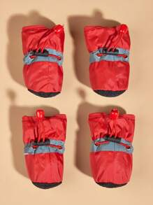 4 piezas Zapatos para mascota reflectante para gato con perro para exterior - Rojo - Ver 3