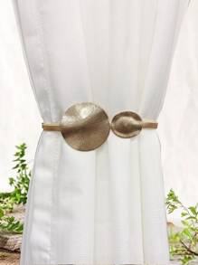 1pc Lotus Leaf Decor Curtain Holdback, Minimalist Iron Curtain Buckle For Household Gifts Birthday Graduation - Gold - View 2