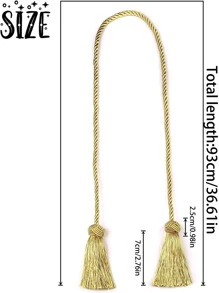 1 pieza/2 piezas de abrazadera de cortina con borlas trenzadas - Dorado - Ver 3