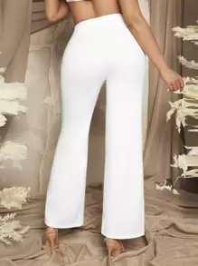 SHEIN SXY 下擺開叉西裝褲 - 白色 - 查看 2