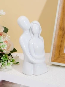 1pc Đồ trang trí hình cặp đôi, Đồ trang trí hình trừu tượng màu trắng hiện đại dùng để trang trí nhà cửa, Quà tặng tốt nhất - trắng - Xem 5