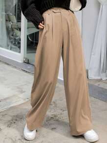 DAZY 高腰褶皱裤女士正装裤