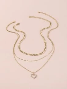 2入組/套水鑽愛心掛飾項鍊