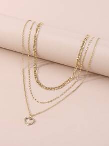 2入組/套水鑽愛心掛飾項鍊