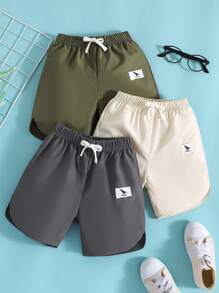 SHEIN Young Boy 3pcs Letter Patched Detail Tie Front Shorts - Multicolor - View 1