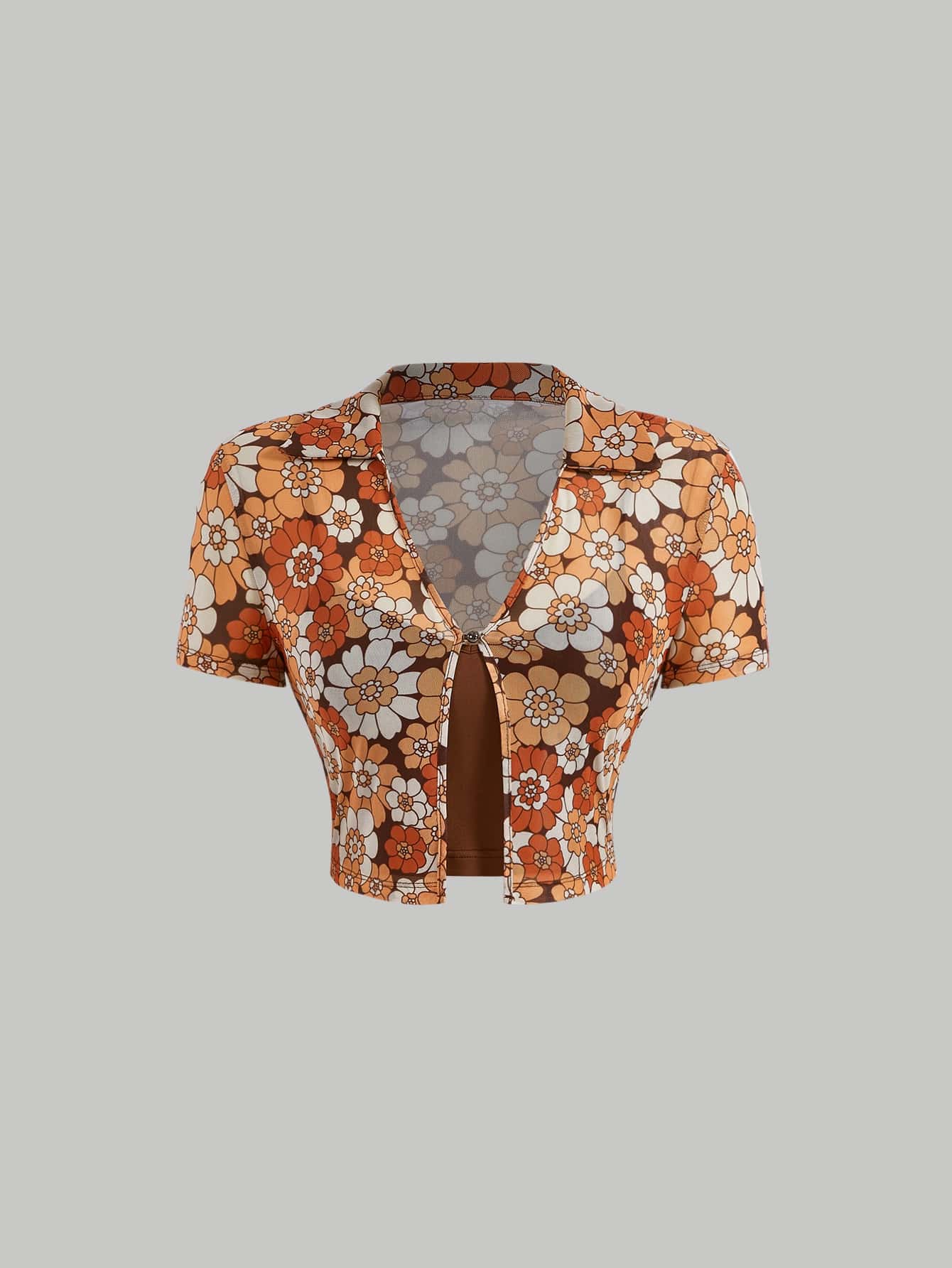 SHEIN MOD 滿版印花薄透短款上衣和吊帶上衣 - 彩色 - 查看 1