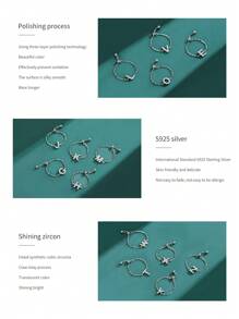 方晶鋯石字母裝飾銀婚戒適合女士新娘婚禮精細首飾類