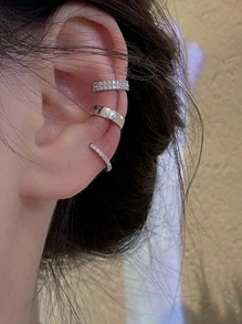 17KM 3pcs/set Cubic Zirconia Decor Ear Cuff - Silver - View 1