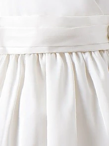 Tween Girls Surplice Neck Bow Side Party Dress - White - View 3