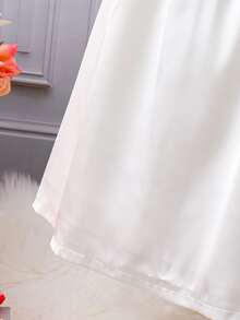 Tween Girls Surplice Neck Bow Side Party Dress - White - View 5