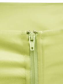 L'Amorae 方领泡泡袖欧根纱连衣裙 - 橄欖綠 - 查看 6