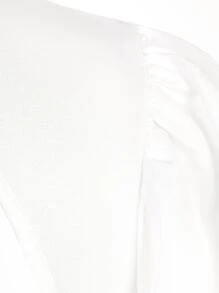 SHEIN Haute Puff Sleeve Tie Backless Crop Top - White - View 7