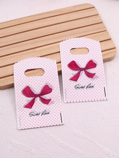 45pcs/set 9 X 14.5 CM Plastic Gift Bag, Cute Bow & Letter Graphic Party Favor Goodie Bag For Birthday Gift