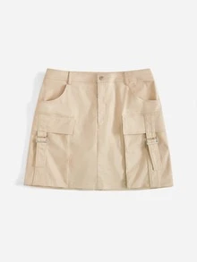 SHEIN EZwear 大碼翻蓋口袋工裝裙