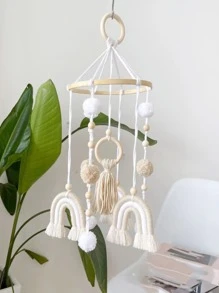 1 chiếc vải treo trang trí, chuông gió thiết kế cầu vồng cho gia đình, trang trí nhà cửa, trang trí phòng, trang trí tường - Màu be - Xem 1