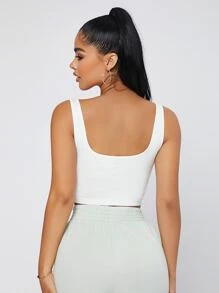 SHEIN SXY Solid Crop Tank Top - White - View 2