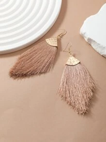 1 Pair Bohemian Style Holiday Khaki Green Blue White Orange Lotus Pink Light Blue Triangle Handmade Tassel Earrings, Minimalist & Fashionable For Daily Wear