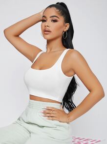 SHEIN SXY Solid Crop Tank Top - White - View 4