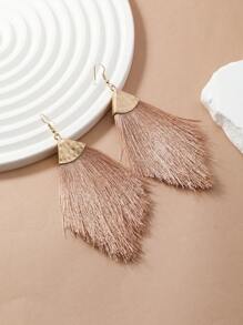 1 Pair Bohemian Style Holiday Khaki Green Blue White Orange Lotus Pink Light Blue Triangle Handmade Tassel Earrings, Minimalist & Fashionable For Daily Wear