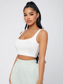 SHEIN SXY Solid Crop Tank Top - White - View 6