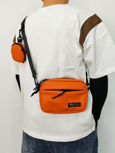 Bolso cuadrado con parche de letra y monedero de color naranja neón, bolso de mano, mochila, bolso bandolera, bolso deportivo para estudiantes de secundaria, universidad, escuela, universidad, bolso de verano, bolso bandolera para papá, bolsa de gimnasio con monedero mini, bolso cruzado, bolso de viaje de gran capacidad, multifuncional, portátil, de moda, casual, de vacaciones, bolso de cadera, regalo de Navidad, artículos esenciales de vacaciones, bolso bandolera de camping, vuelta al cole, bolso de hombro, bolso de verano, bolso de vacaciones de primavera, bolso cruzado, útiles escolares