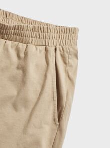 SHEIN Men Deer Print Contrast Piping PJ Set - Khaki - View 4