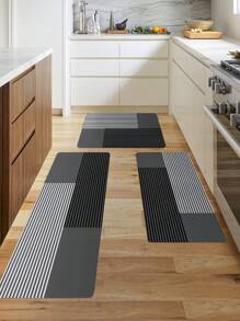 1pc Minimalist Stripe Printed Anti-skid Kitchen Floor Mat - Multicolor - View 1