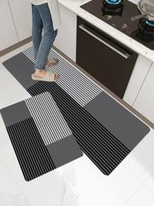 1pc Minimalist Stripe Printed Anti-skid Kitchen Floor Mat - Multicolor - View 2