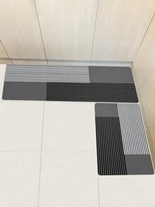 1pc Minimalist Stripe Printed Anti-skid Kitchen Floor Mat - Multicolor - View 4