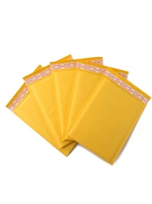 10入組素色自粘氣泡郵寄袋簡約防水包裝袋辦公室學校 - 黃色 - 查看 4