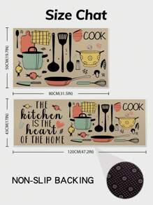 1pc Pot & Letter Graphic Door Mat, Modern Polyester Non Slip Indoor Outdoor Rug For Home - Multicolor - View 2