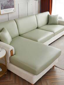 1pc Fiber Sofa Seat Cushion Cover, Minimalist Waterproof Sofa Cushion Cover For Home - Lime Green - View 1