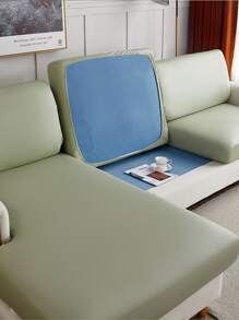 1pc Fiber Sofa Seat Cushion Cover, Minimalist Waterproof Sofa Cushion Cover For Home - Lime Green - View 4