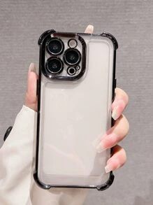 高级奢华电镀黑色透明手机壳,适用于 17 Pro Max/17 Pro/17 Air/17/16 Pro Max/16/16 Pro/16 Plus/15/15 Pro Max/15 Pro/15 Plus/11/12/13/14 Pro Max/XS/XR/11 Pro/11 Pro Max/12 Pro/12 Pro Max/13 Pro/13 Pro Max/7 Plus/14 Pro/14 Pro Max/14 Plus/7 Plus/8 Plus/8/SE2,软壳全覆盖防摔加固角 - 黑色 - 查看 4