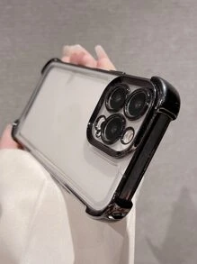 高级奢华电镀黑色透明手机壳,适用于 17 Pro Max/17 Pro/17 Air/17/16 Pro Max/16/16 Pro/16 Plus/15/15 Pro Max/15 Pro/15 Plus/11/12/13/14 Pro Max/XS/XR/11 Pro/11 Pro Max/12 Pro/12 Pro Max/13 Pro/13 Pro Max/7 Plus/14 Pro/14 Pro Max/14 Plus/7 Plus/8 Plus/8/SE2,软壳全覆盖防摔加固角 - 黑色 - 查看 7