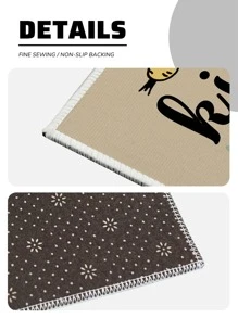 1pc Pot & Letter Graphic Door Mat, Modern Polyester Non Slip Indoor Outdoor Rug For Home - Multicolor - View 6