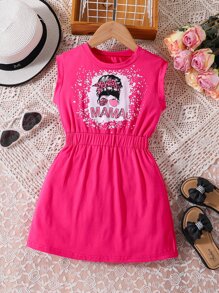Toddler Girls Figure Graphic Dress - Hot Pink - View 1
