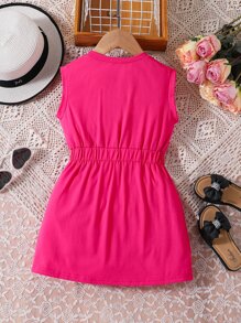 Toddler Girls Figure Graphic Dress - Hot Pink - View 2