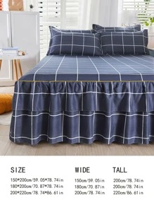 1pc Single Bed Skirt Made Of Aloe Fabric With Double-sided Printing, Moisture Absorption, Breathable, Wrinkle-resistant Protective Cover, Easy To Dismantle - Blue - View 2
