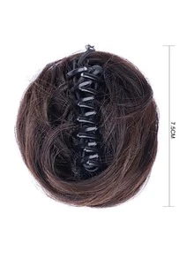 Short Straight Synthetic Hair Bun With Claw - Black - View 3