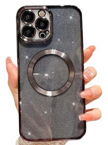 Hadaasi Y2k 电镀镂空防震防震手机壳 兼容 iPhone 15/15Pro/15Plus/15Promax - 黑色 - 查看 2