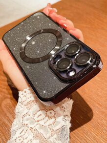 Hadaasi Y2k 电镀镂空防震防震手机壳 兼容 iPhone 15/15Pro/15Plus/15Promax - 黑色 - 查看 3