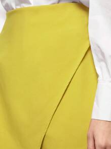 Maija Chất rắn Áo choàng mặt trước Váy quần Trang phục làm việc - Màu vàng - Xem 6