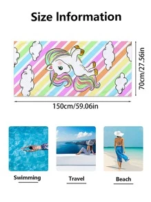 1 Khăn Đi Biển Họa Tiết Kỳ Lân, Hiện Đại Hình Chữ Nhật Sợi Nhỏ Du Lịch Khăn Đi Biển Cho Bơi, Lặn, Mùa Hè - Nhiều màu - Xem 3